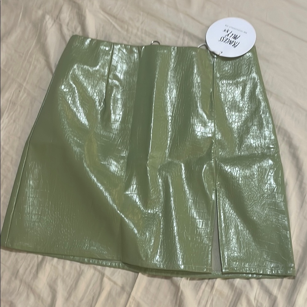 Princess Polly Green Faux Leather Skirt